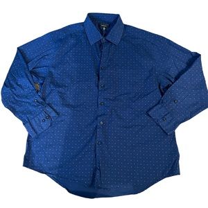 Alfani regular fit navy and purple button down shirt. Size 16-16 1/2 32-33